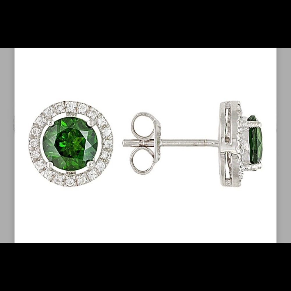 Green & Sterling Silver Earrings